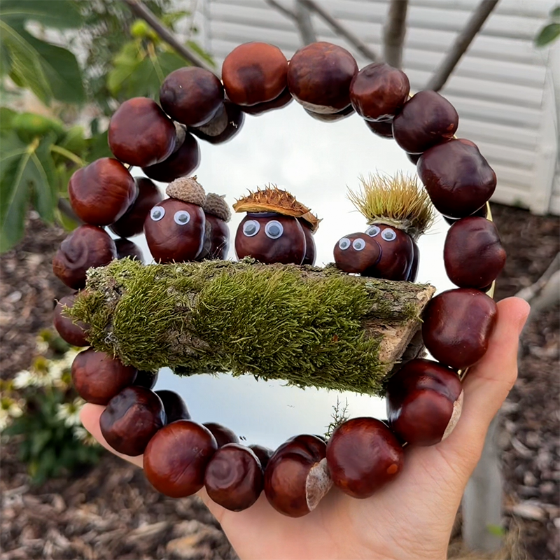 Kastanien-DIY mit Kindern: Lustige Kastanienfiguren mit wilden Frisuren