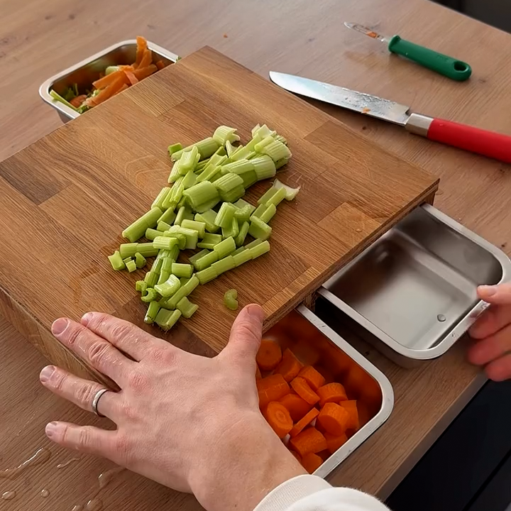DIY - Schneidebrett mit Sortierfächern