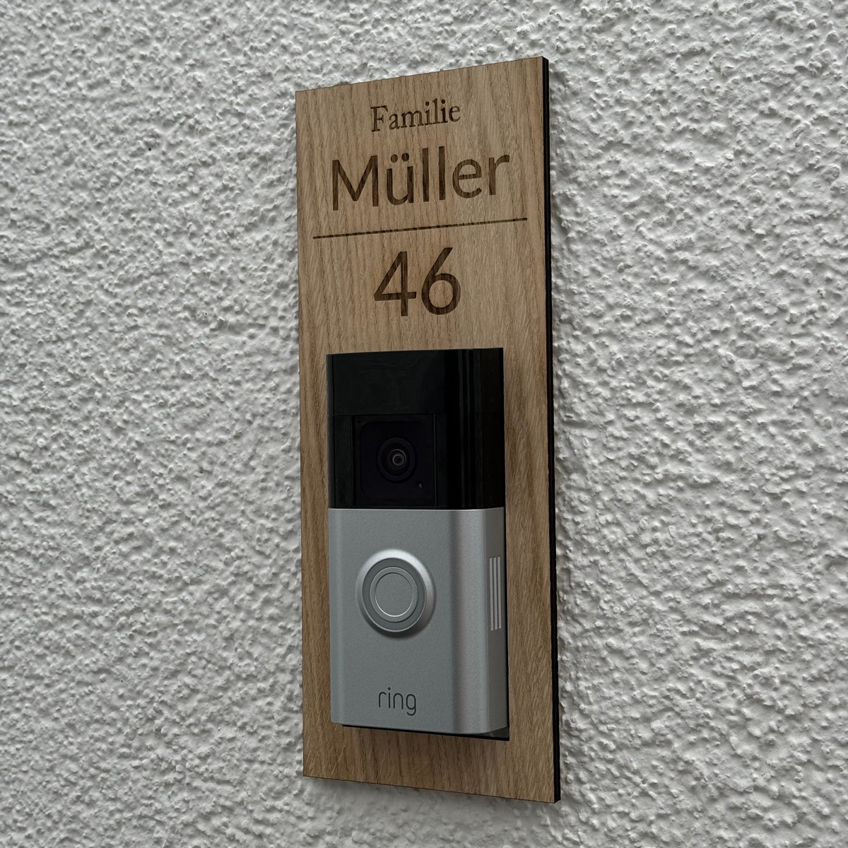 Klingelschild aus Holz für die Ring Doorbell 2 3 4 Plus & Pro
