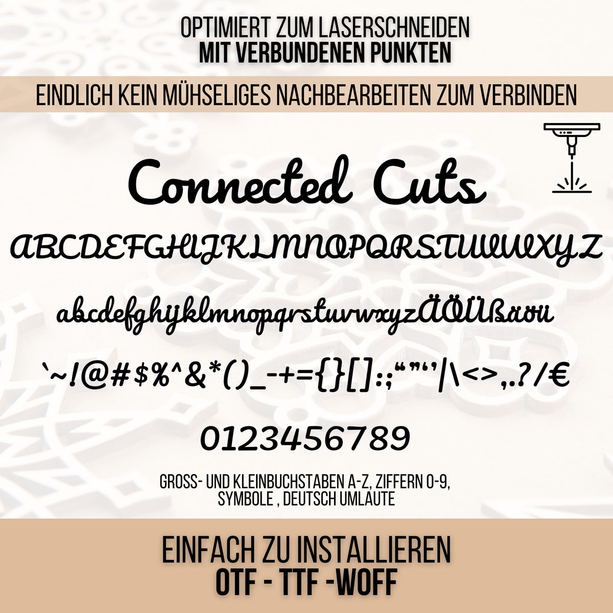 Connected Cuts – Schriftart für Laser, Plotter & 3D-Druck