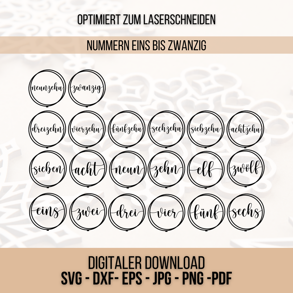 Tischnummern eins bis zwanzig Vektordatei